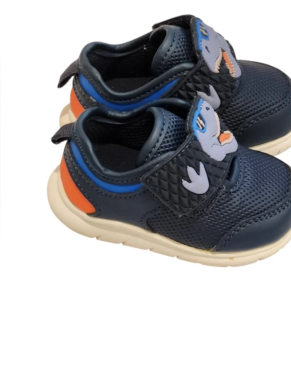 Carter's Just One You Boys Dinosaur Hook & Loop Strap Sneakers US 3 Blue/Orange